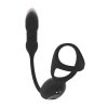 Vibrating and Thrusting Silicone Tri O Cockring with Prostate Stimulator - Black